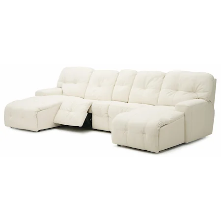 Transitional Power Reclining Sectional with Left and Right Chaise